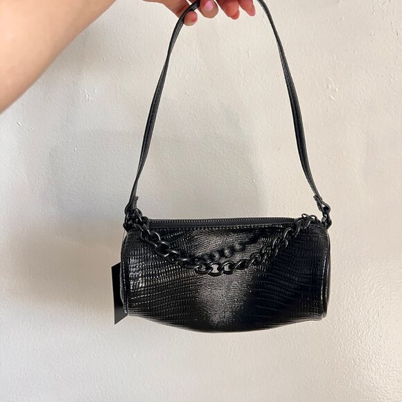 NWT FOREVER 21 Black Polyester Textured Shoulder Handbag - Picture 4 of 8